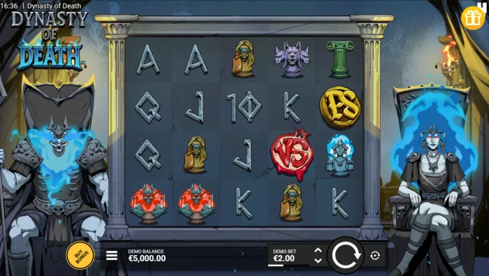 Dynasty of Death - pantalla de juego con carretes