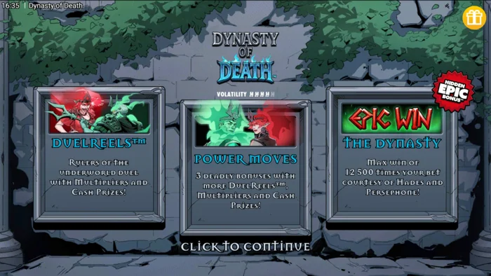 Dynasty of Death - el menú principal del juego